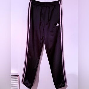 Adidas Black Joggers with Pink Side Stripes - Kids